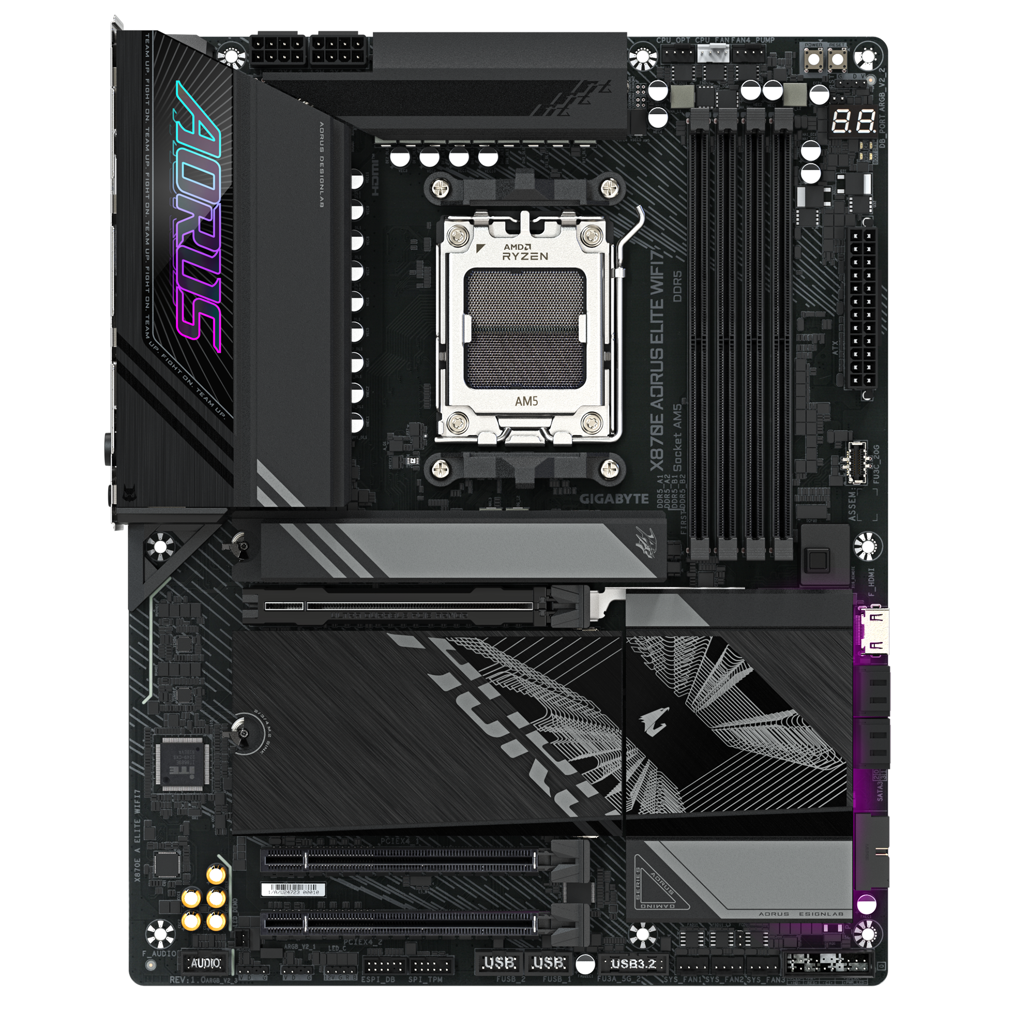 Alternative view of Gigabyte X870E AORUS ELITE WIFI7 ICE 1.1